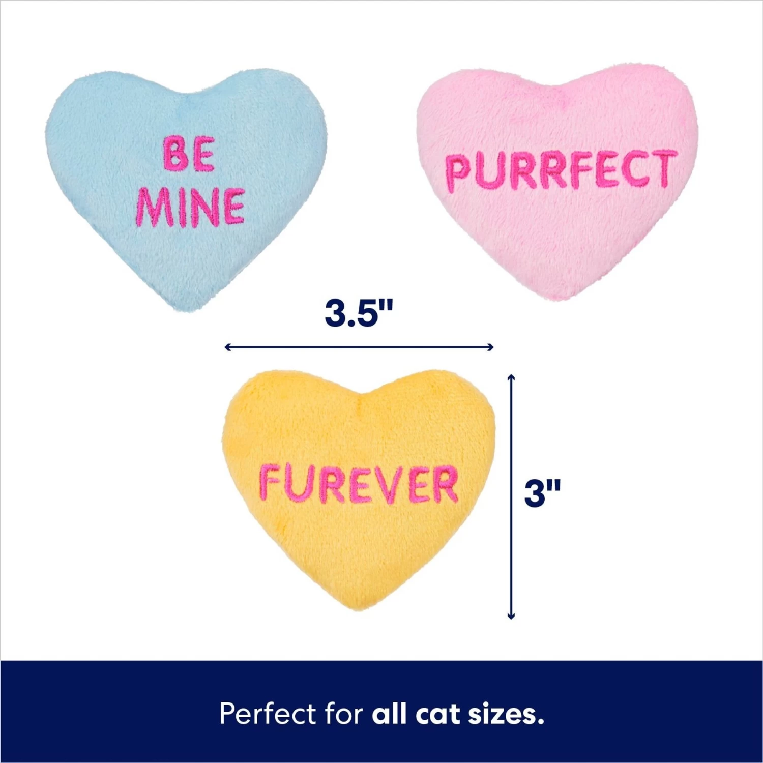 Frisco Candy Hearts Plush Cat Toy With Catnip, 3 Count 4 Frisco Candy Hearts Plush Cat Toy With Catnip, 3 Count - Image 2