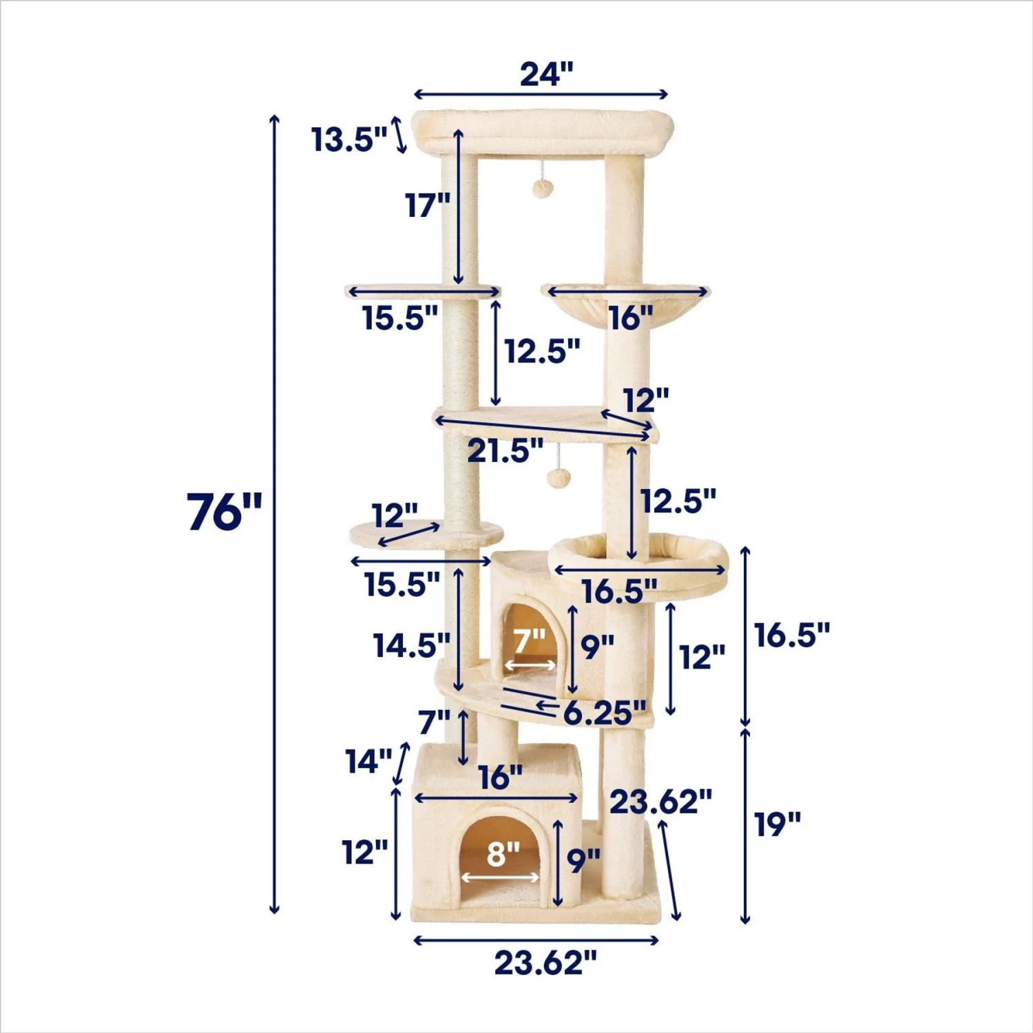 Frisco 76-in XXL Heavy Duty Cat Tree 4 Frisco 76-in XXL Heavy Duty Cat Tree - Image 2