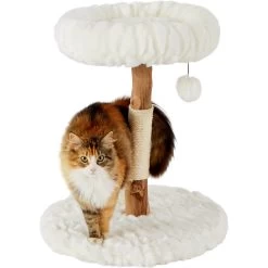 Frisco Natural Wood Modern Cat Tree With Toy, Ivory, Small -Frisco 236559 PT2. AC SS1800 V1615987338