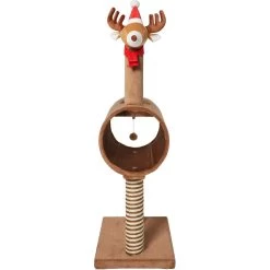 Frisco Holiday 52.3-in Reindeer Cat Scratching Post & Tunnel -Frisco 236569 PT3. AC SS1800 V1601332856