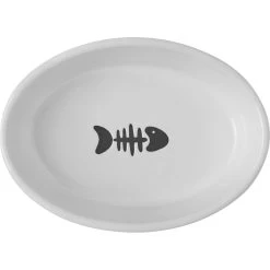 Frisco Oval Meow Non-skid Ceramic Cat Bowl With Wood Base -Frisco 256080 PT4. AC SS1800 V1615311695