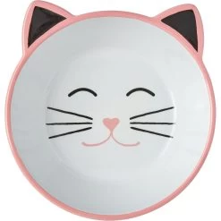 Frisco Cat Face Non-skid Ceramic Cat Bowl, Pink