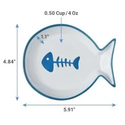 Frisco Fish Shaped Non-skid Ceramic Cat Dish -Frisco 256109 PT1. AC SS1800 V1616697286