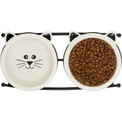 Frisco Cat Face Non-skid Elevated Double Ceramic Cat Bowl -Frisco 256113 PT5. AC SS1800 V1615311146