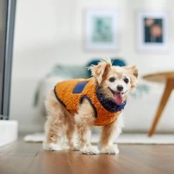 Frisco Lightweight Colorblock Dog & Cat Zippered Sherpa Fleece Vest, Blue/Brown -Frisco 268191 PT8. AC SS1800 V1629759209
