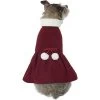 Frisco Mediumweight Pom Pom Bow Dog & Cat Peacoat Dress, Red -Frisco 268200 MAIN. AC SS1800 V1628794925