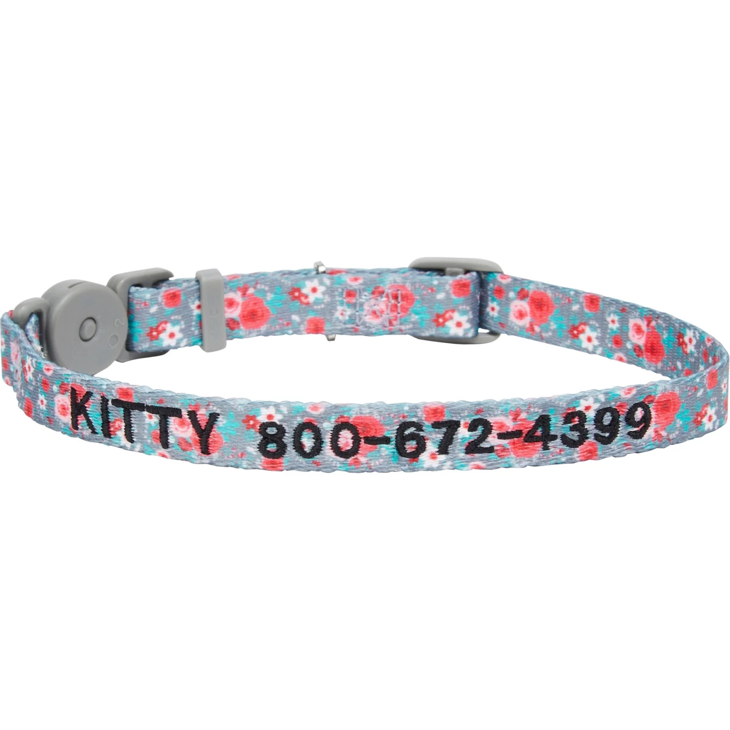 Frisco Rose Polyester Personalized Breakaway Cat Collar With Bell 3 Frisco Rose Polyester Personalized Breakaway Cat Collar With Bell