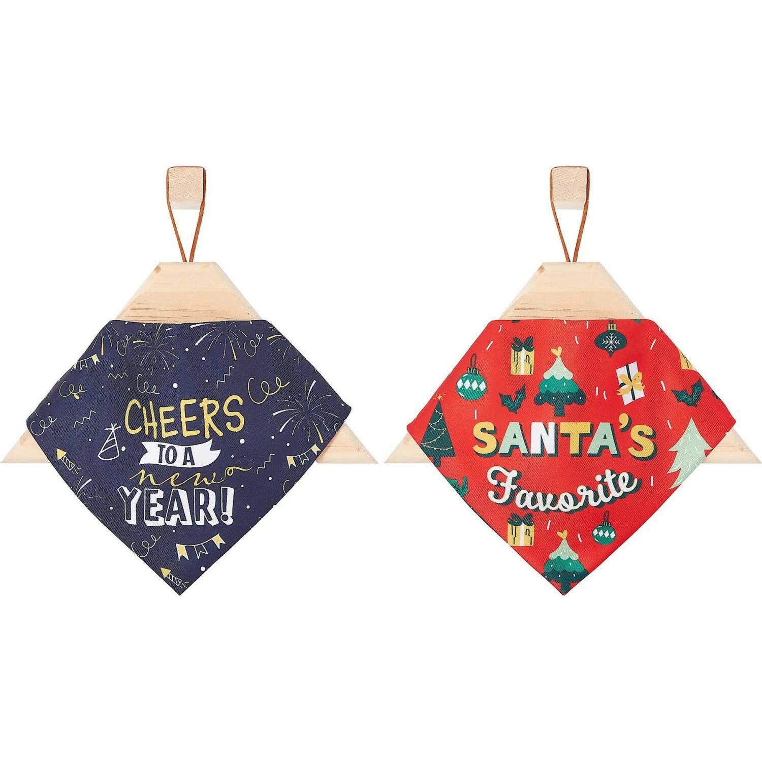 Frisco Santa's Favorite & Cheers To The New Year Dog & Cat Reversible Bandana 3 Frisco Santa's Favorite & Cheers To The New Year Dog & Cat Reversible Bandana