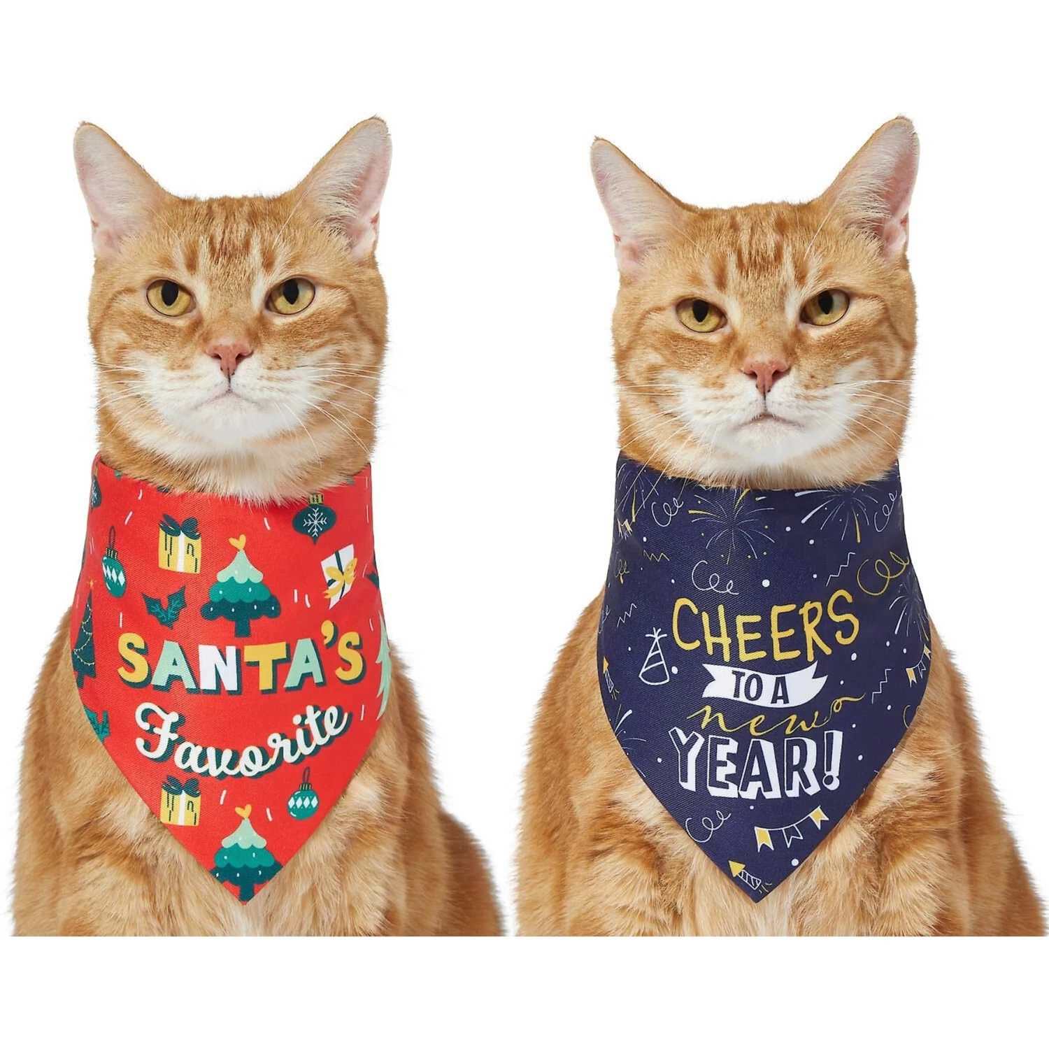 Frisco Santa's Favorite & Cheers To The New Year Dog & Cat Reversible Bandana 5 Frisco Santa's Favorite & Cheers To The New Year Dog & Cat Reversible Bandana - Image 3