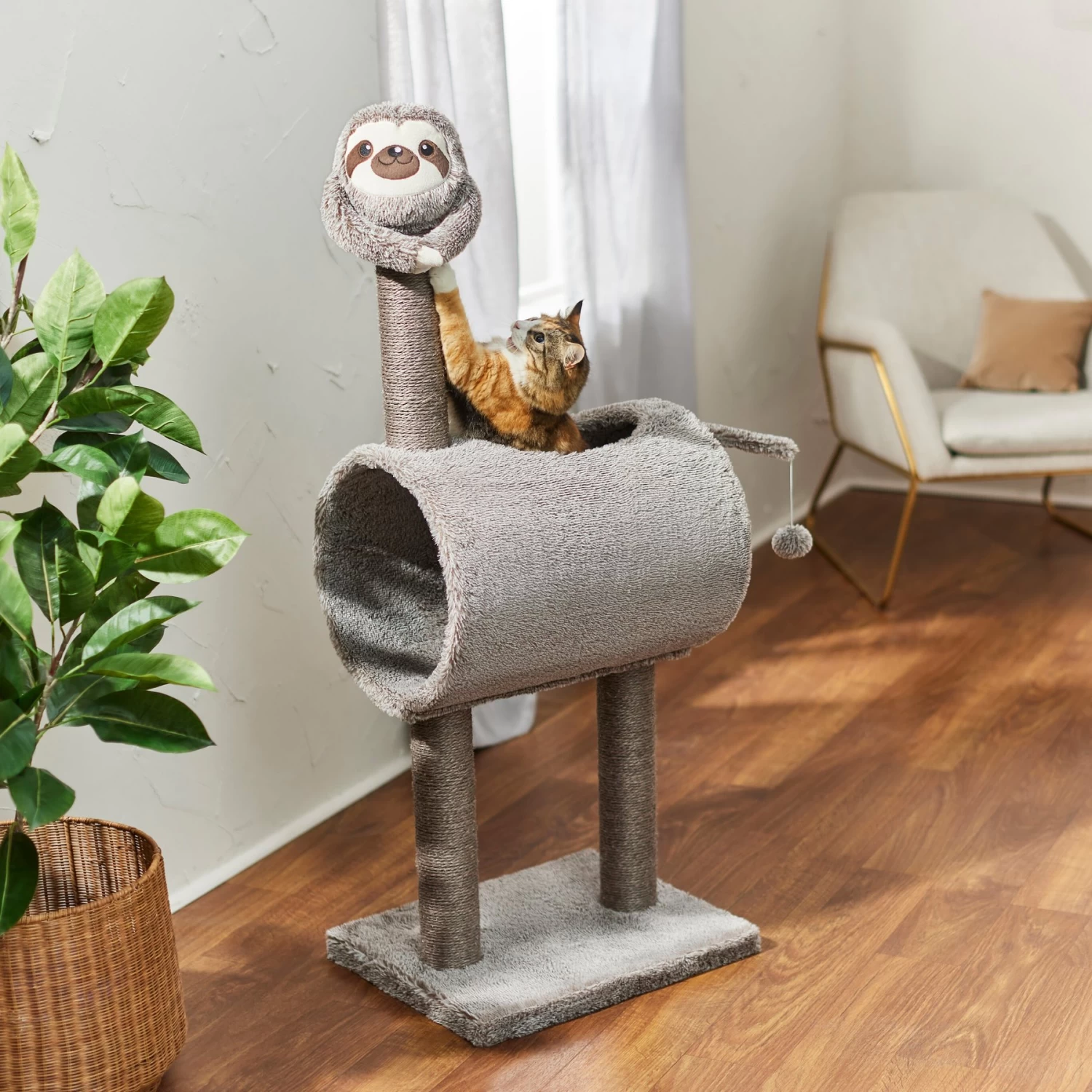 Frisco Animal Series Cat Tunnel With Scratching Post, Sloth 3 Frisco Animal Series Cat Tunnel With Scratching Post, Sloth