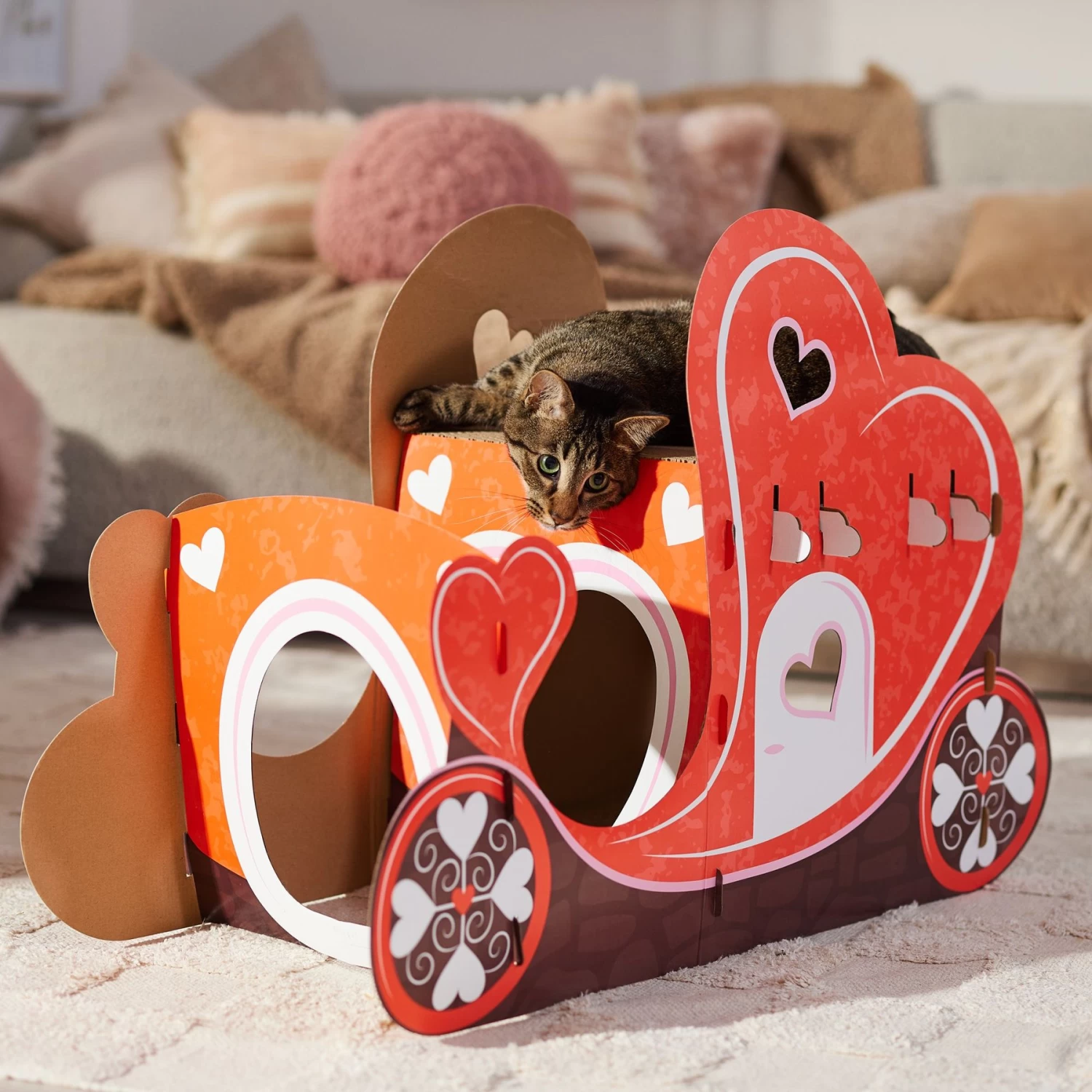 Frisco Valentine Love Carriage Cardboard Cat House, 2-Story 7 Frisco Valentine Love Carriage Cardboard Cat House, 2-Story - Image 5