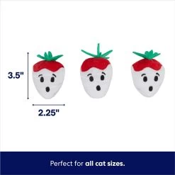 Frisco Halloween Ghost Strawberries Plush Cat Toy With Catnip, 3 Count -Frisco 354127 PT1. AC SS1800 V1689877599