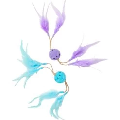 Frisco Feather & Play Plastic Balls Cat Toy, 2 Count