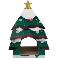 Frisco Holiday Christmas Tree Cardboard Cat House & Frisco Holiday Santa's Workshop Cardboard Cat House -Frisco 986190 PT3. AC SS1800 V1698258115